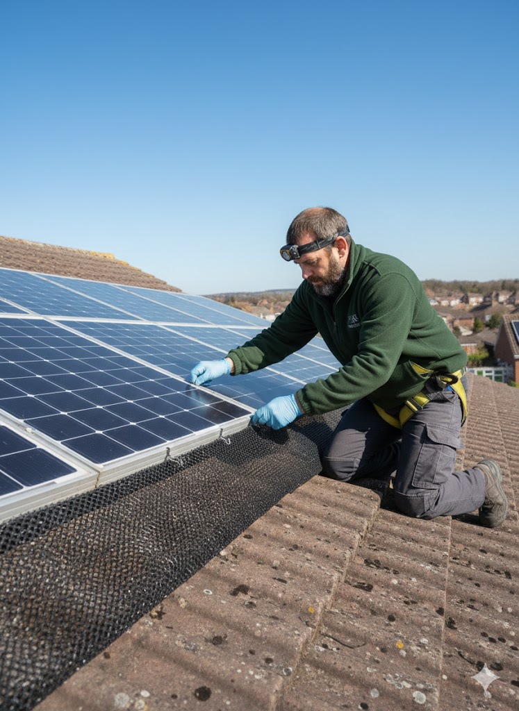 Specialist mesh guarding for solar arrays in Wales