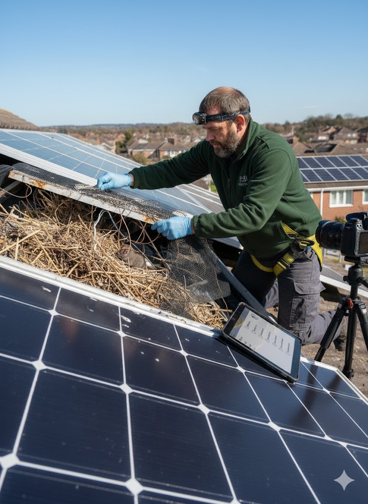 Solar array rodent & rabbit protection on Tywi Valley farm edges